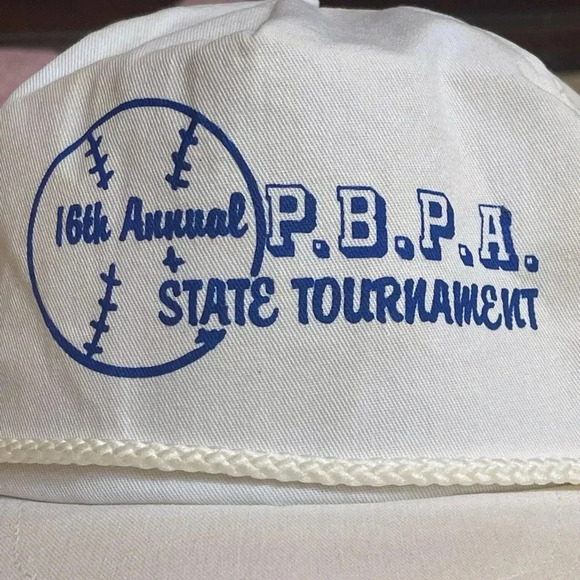 Vintage 80s/90s PBPA “State Tournament” Rope Trucker Hat – White & Royal Blue - Picture 8 of 10